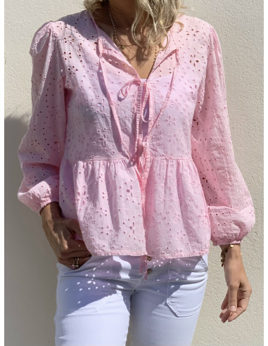 Blouse * Ysia * broderie anglaise - rose