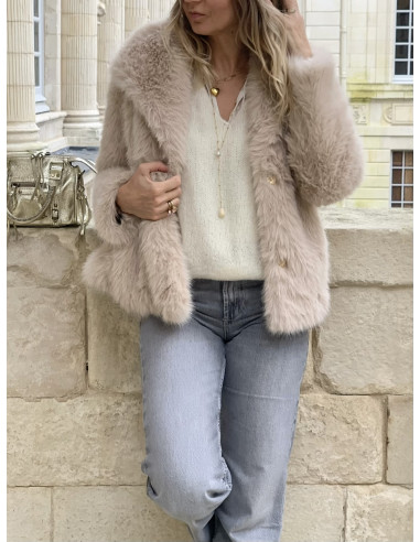 Veste en fausse fourrure * Mel * - beige