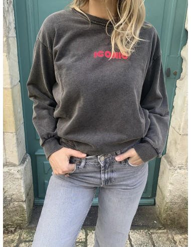 Sweat-shirt " Iconic " - noir délavé