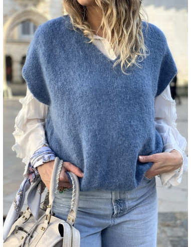 Pull sans manches  * Mannah  * - bleu...