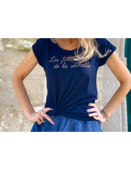 T-shirt "Les filles de La Rochelle" bleu poupée poudrée printemps été 2020
