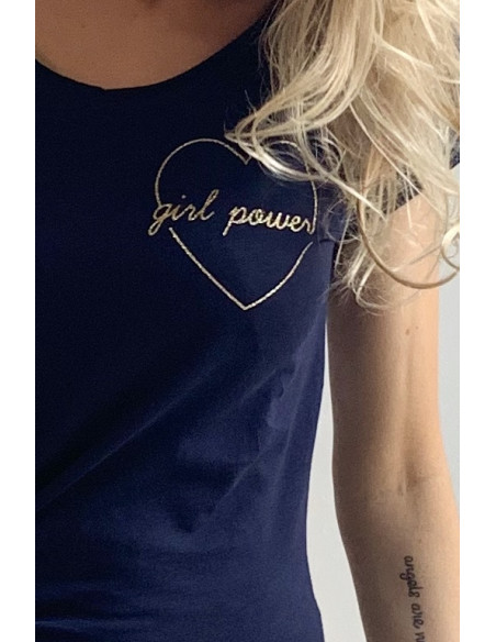 T-shirt * Girl Power * bleu poupée poudrée printemps été 2020