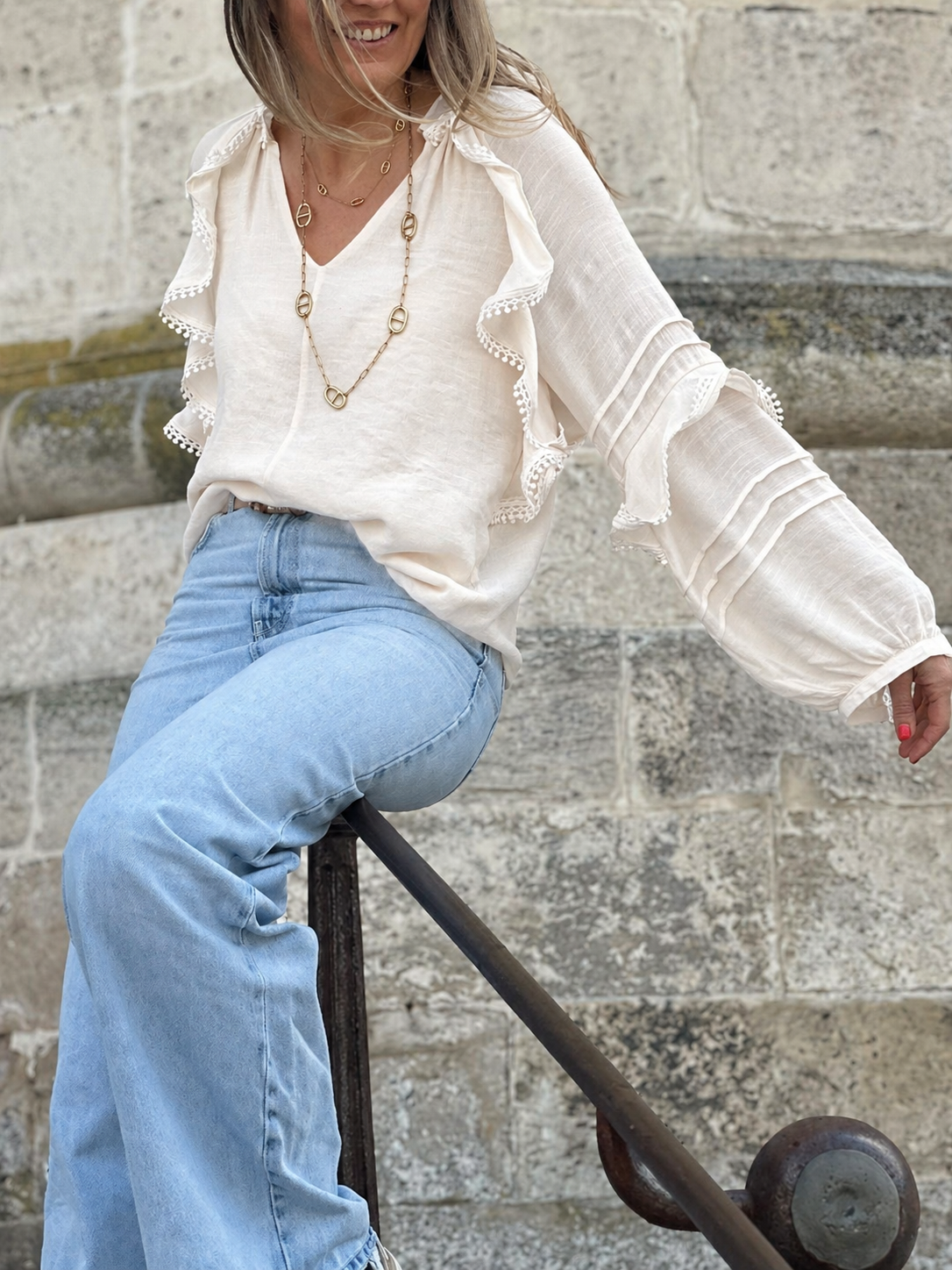 Blouse fluide à volants * Jade *