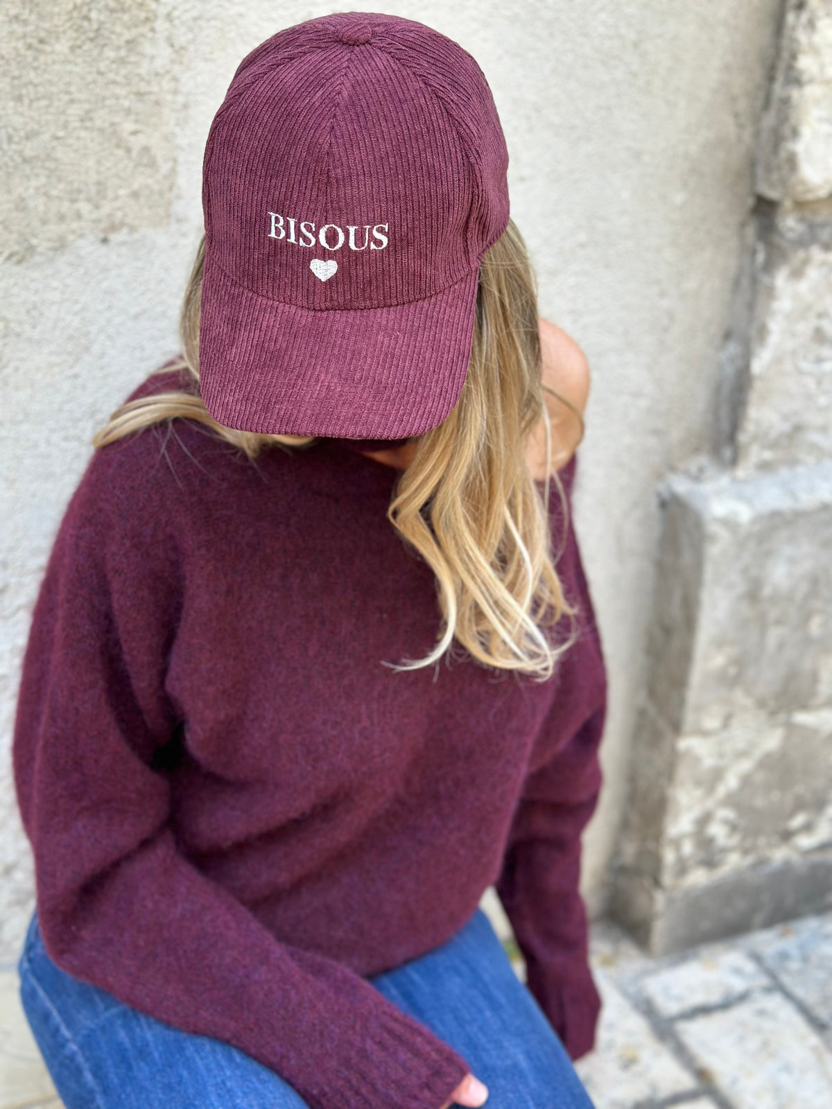 Casquette en velours BISOUS