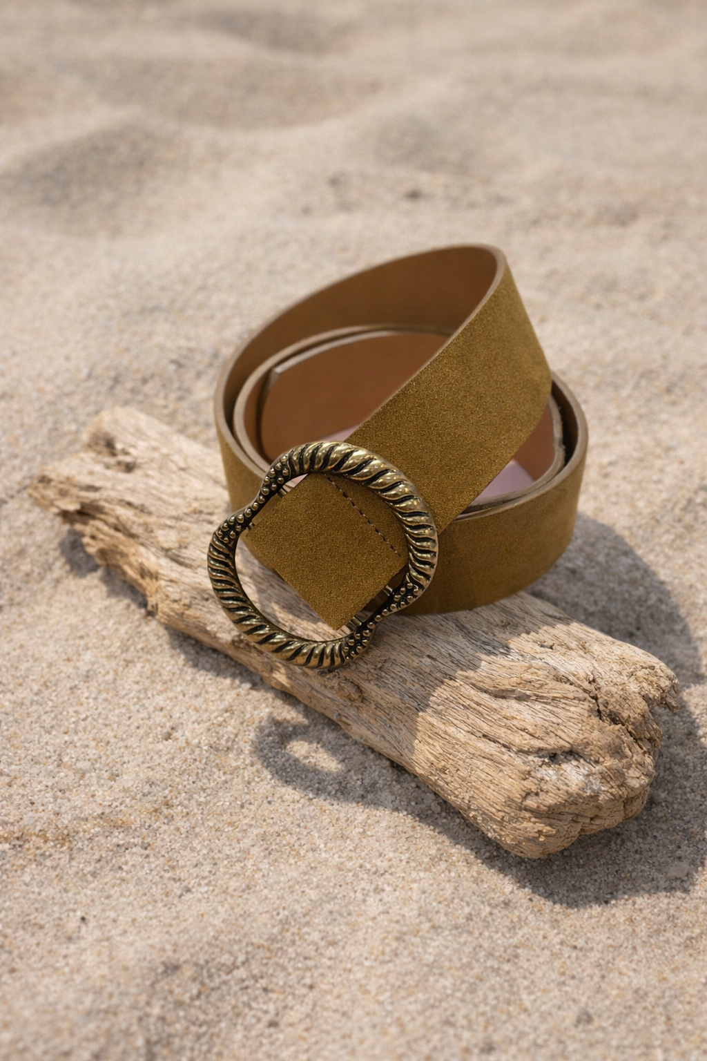 Ceinture large en cuir façon daim