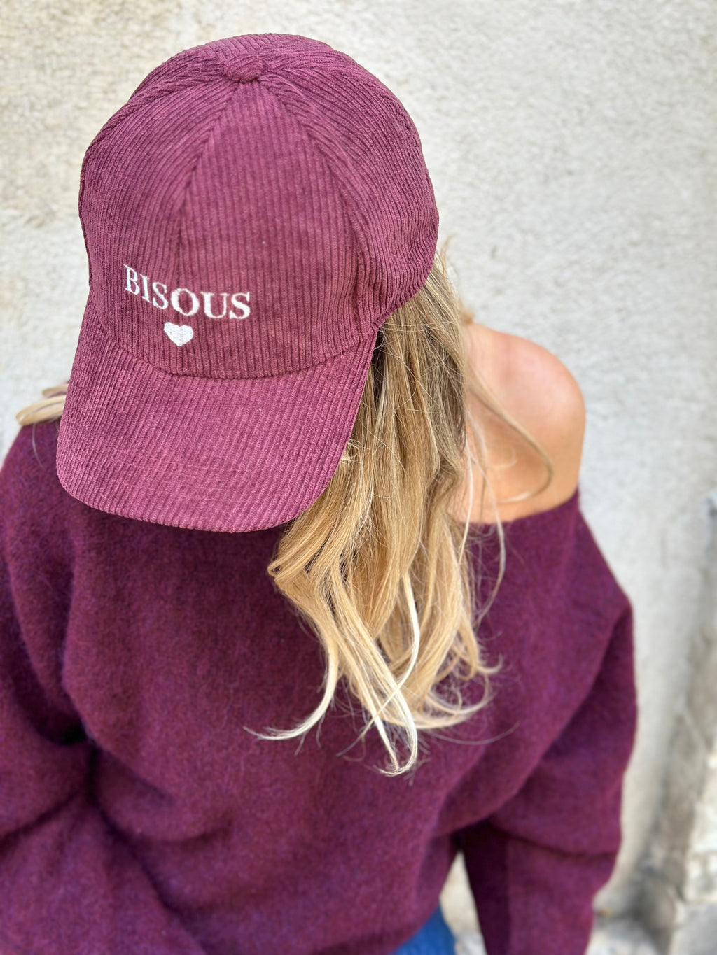 Casquette en velours BISOUS