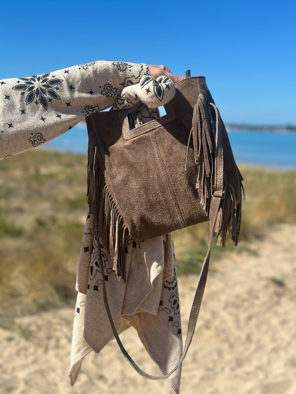 Sac franges * Ally * en daim