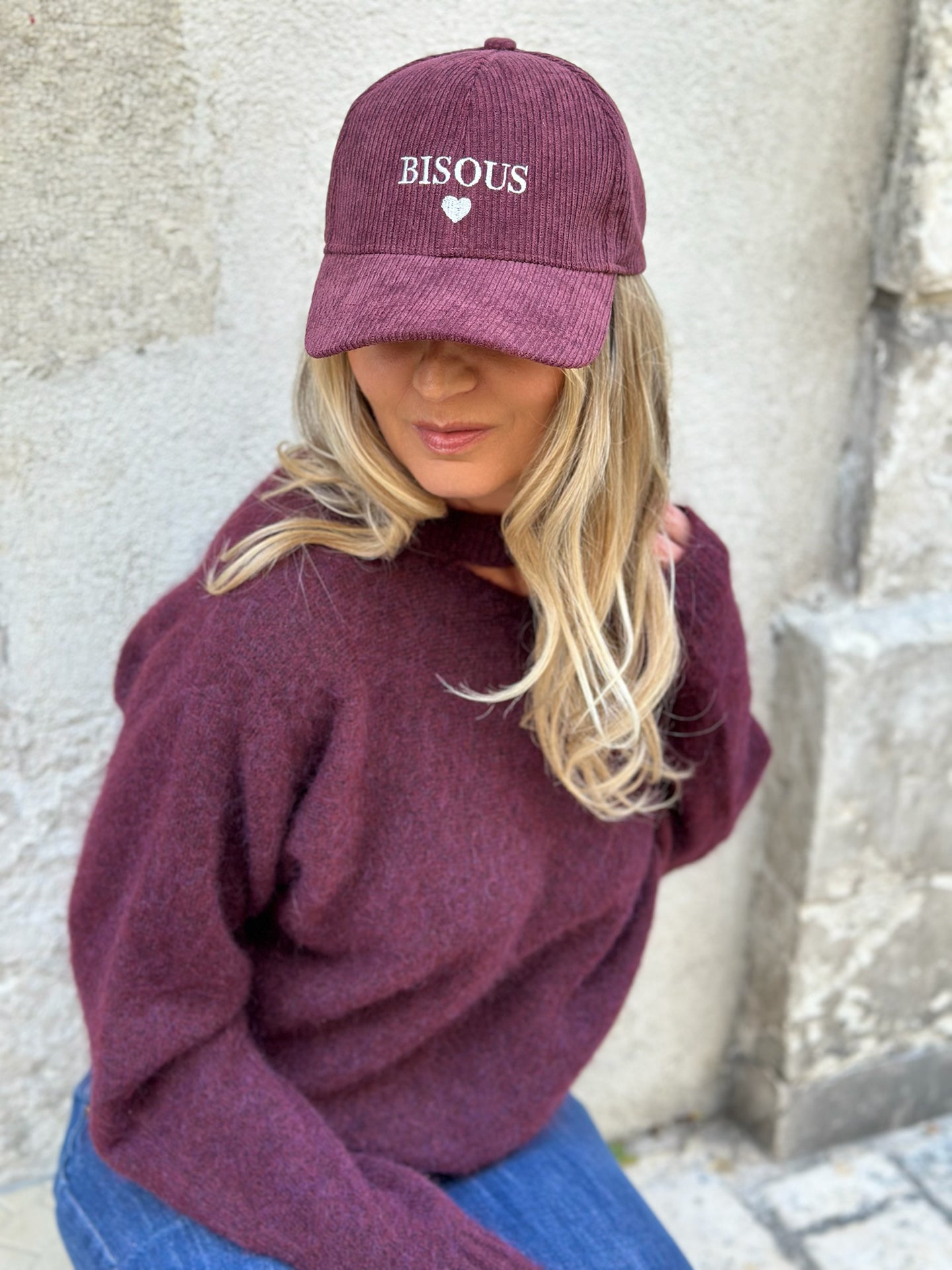 Casquette en velours BISOUS
