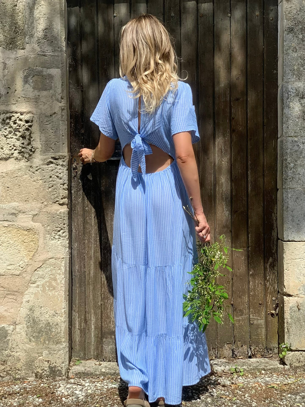 Robe dos-nus * Audrey * - fines rayures