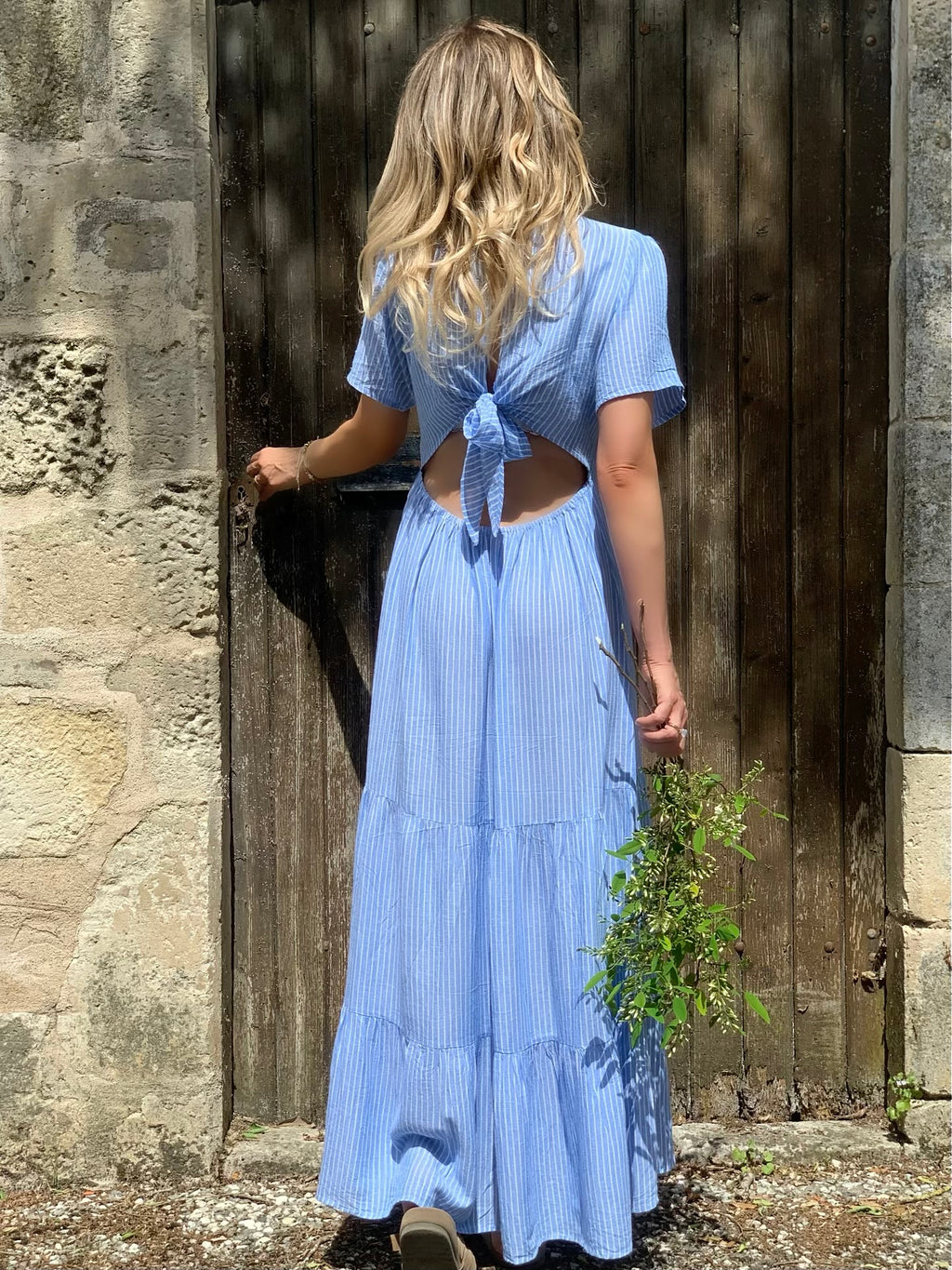 Robe dos-nus * Audrey * - fines rayures