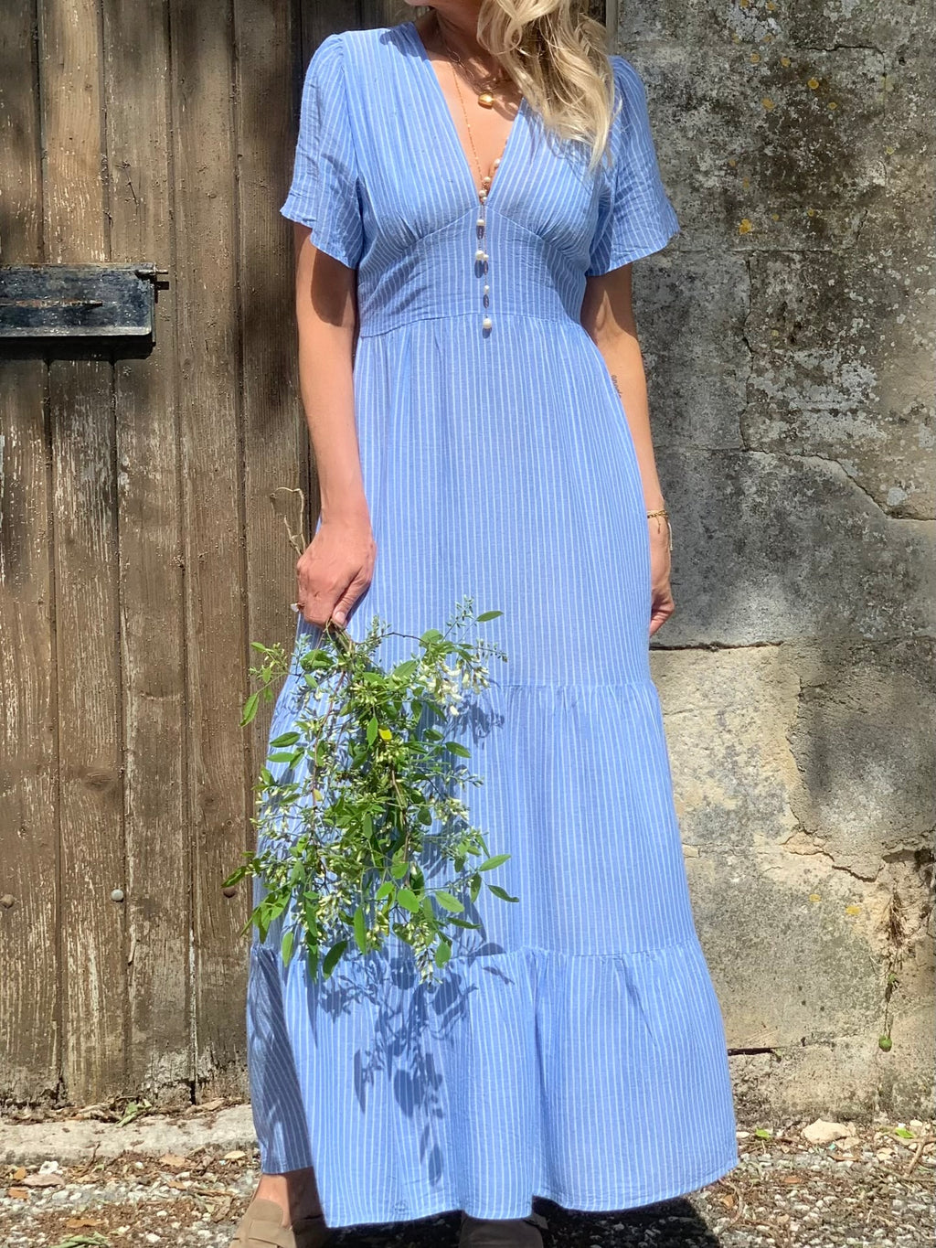 Robe dos-nus * Audrey * - fines rayures