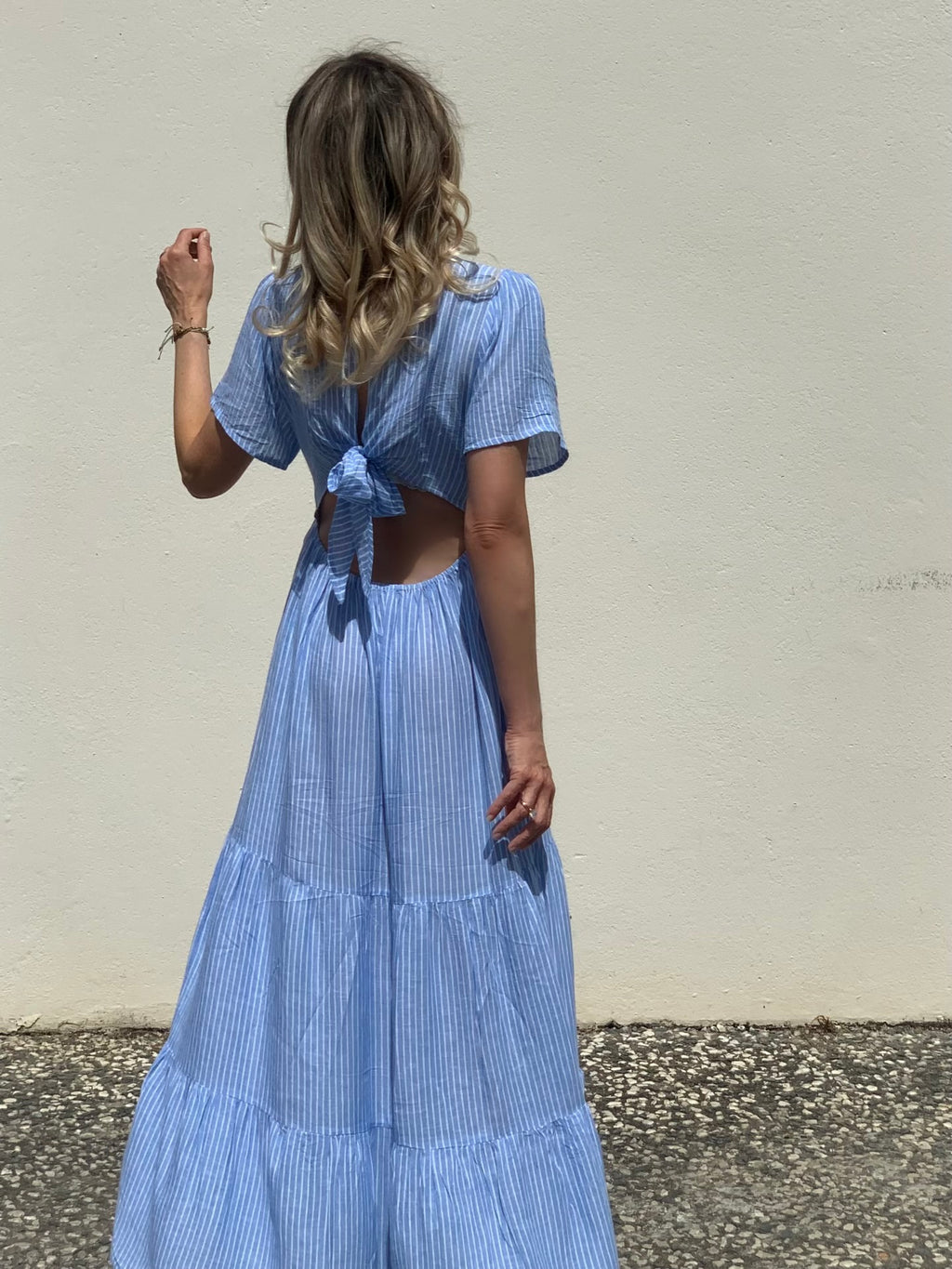 Robe dos-nus * Audrey * - fines rayures