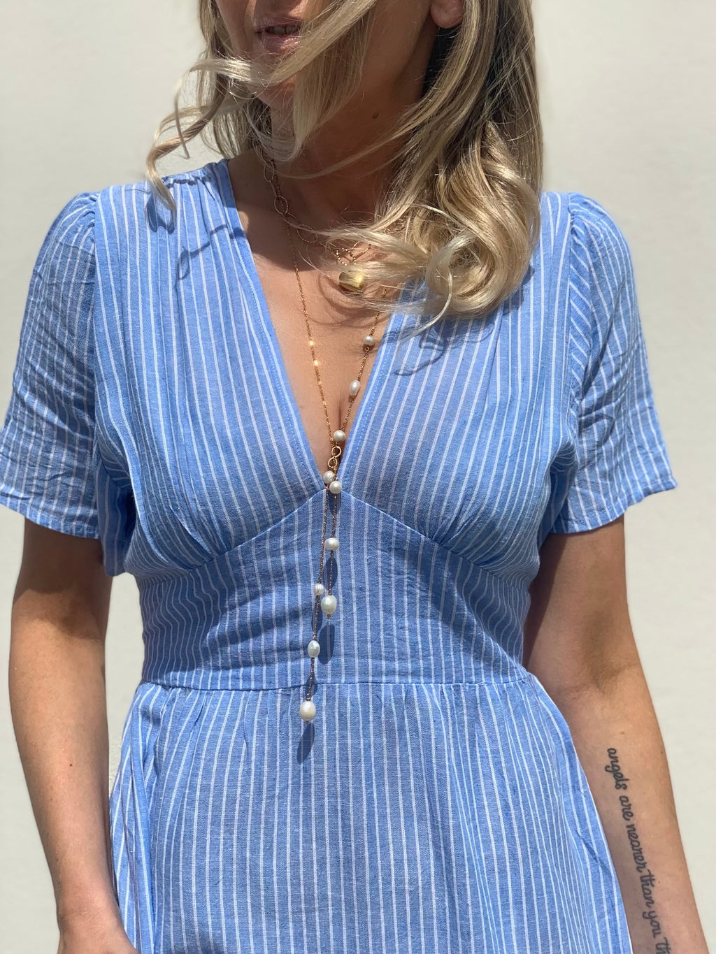 Robe dos-nus * Audrey * - fines rayures