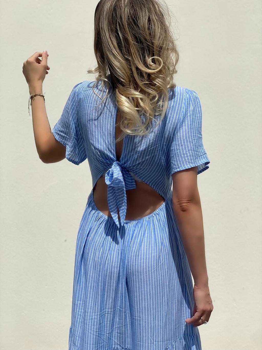 Robe dos-nus * Audrey * - fines rayures