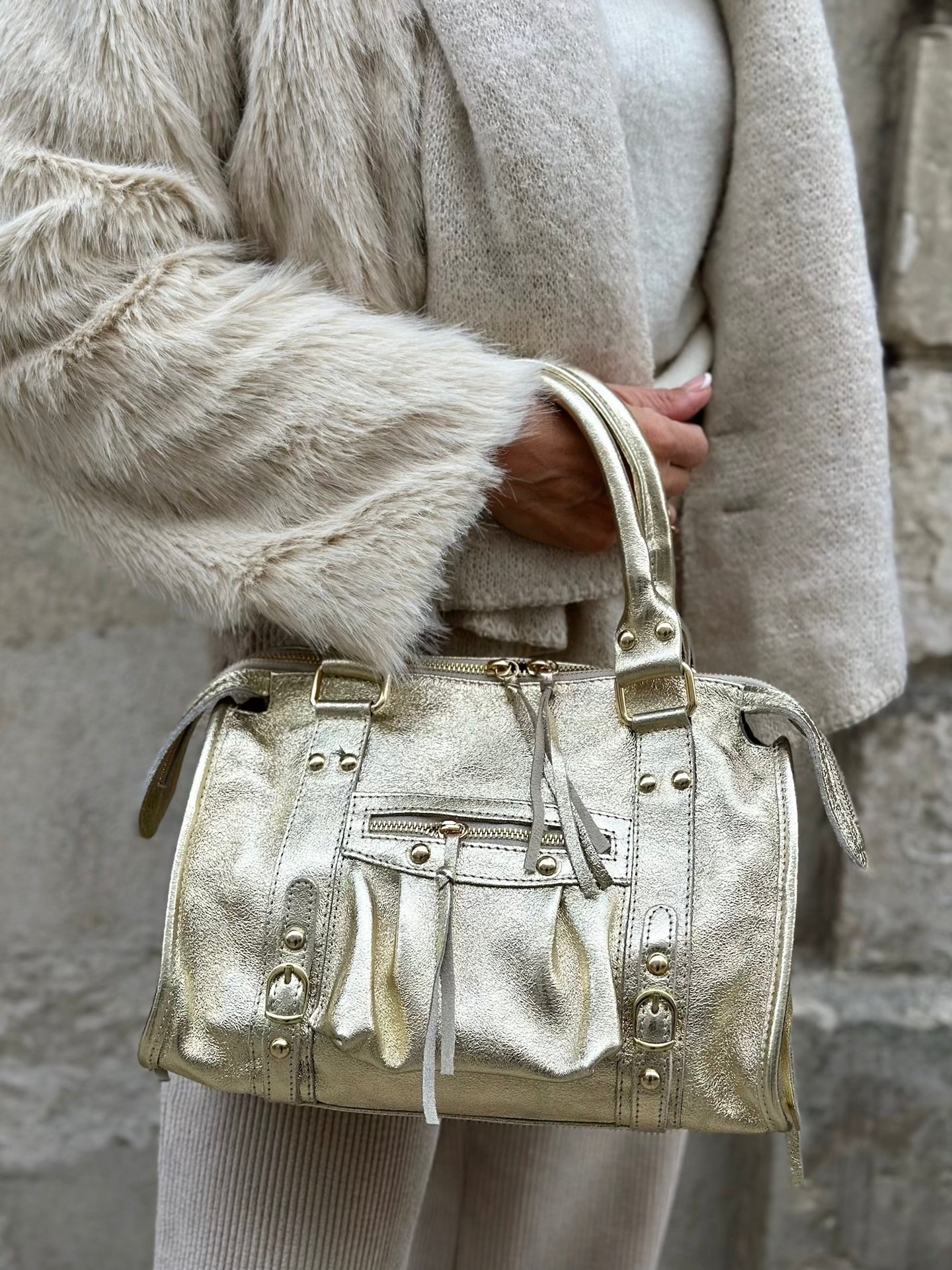 Sac en cuir pailletée * Gabriel * ( moyen modèle)