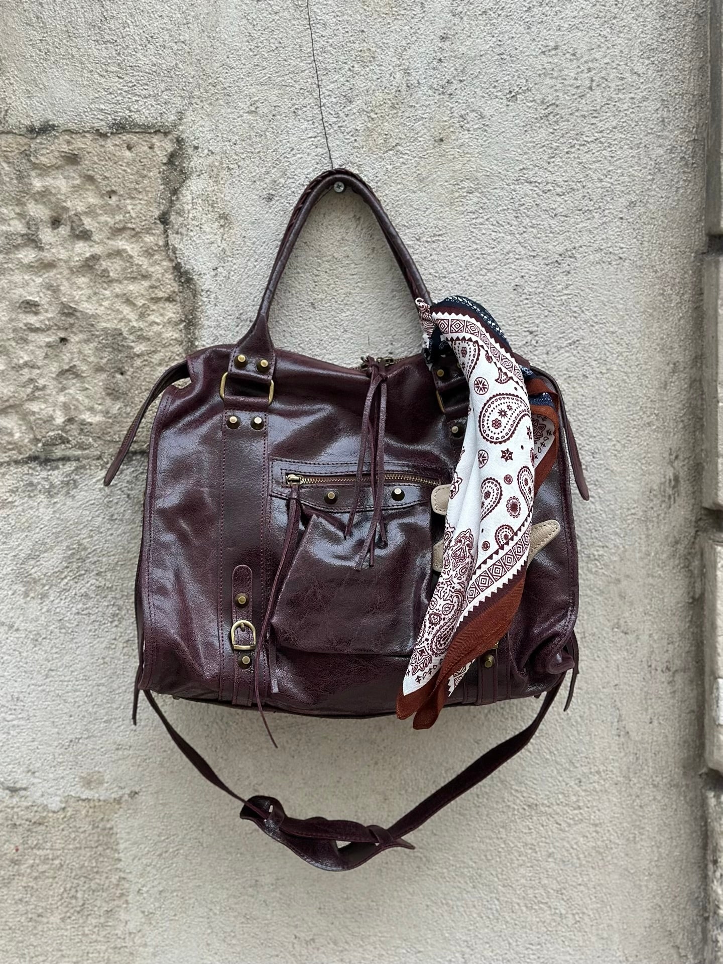 Sac en cuir vernis * Gabriel * ( grand modèle)