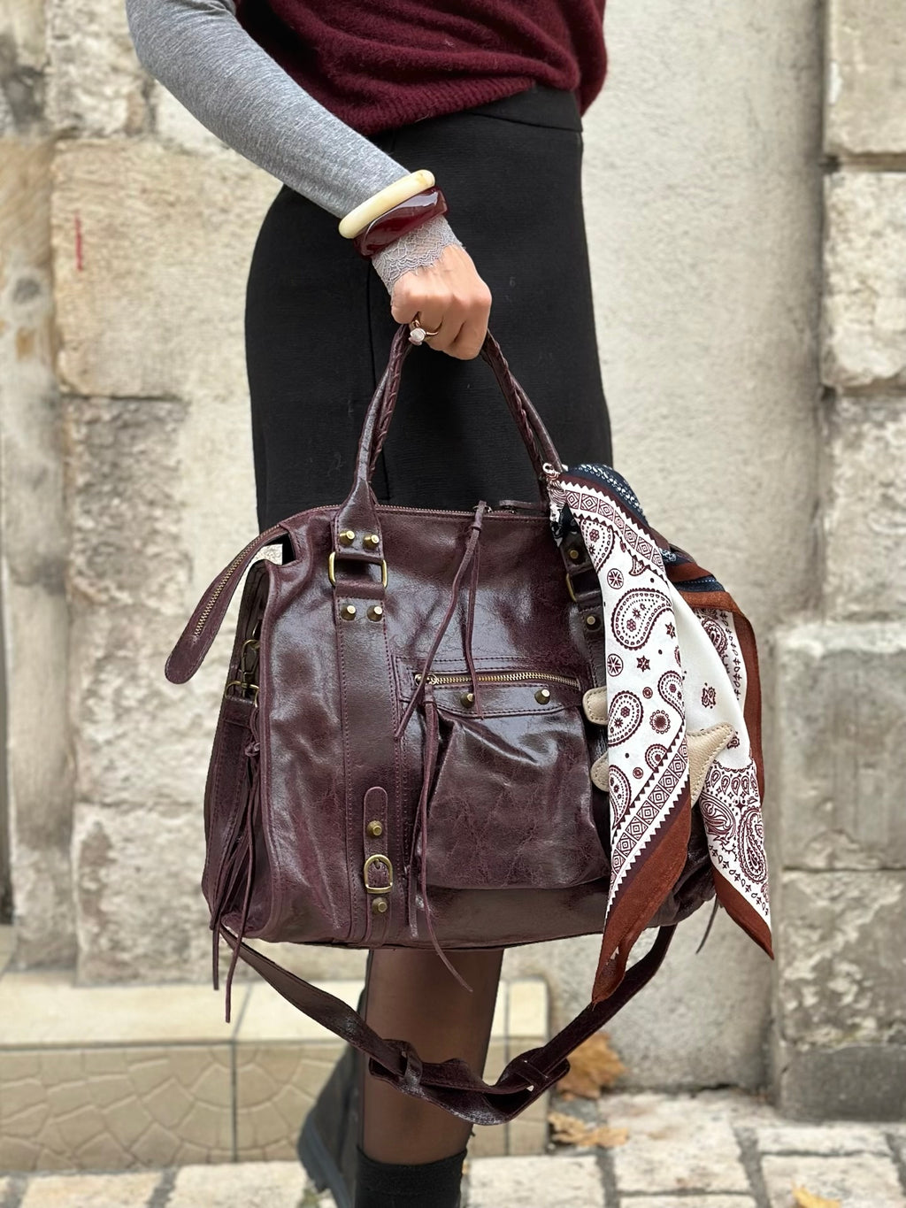 Sac en cuir vernis * Gabriel * ( grand modèle)