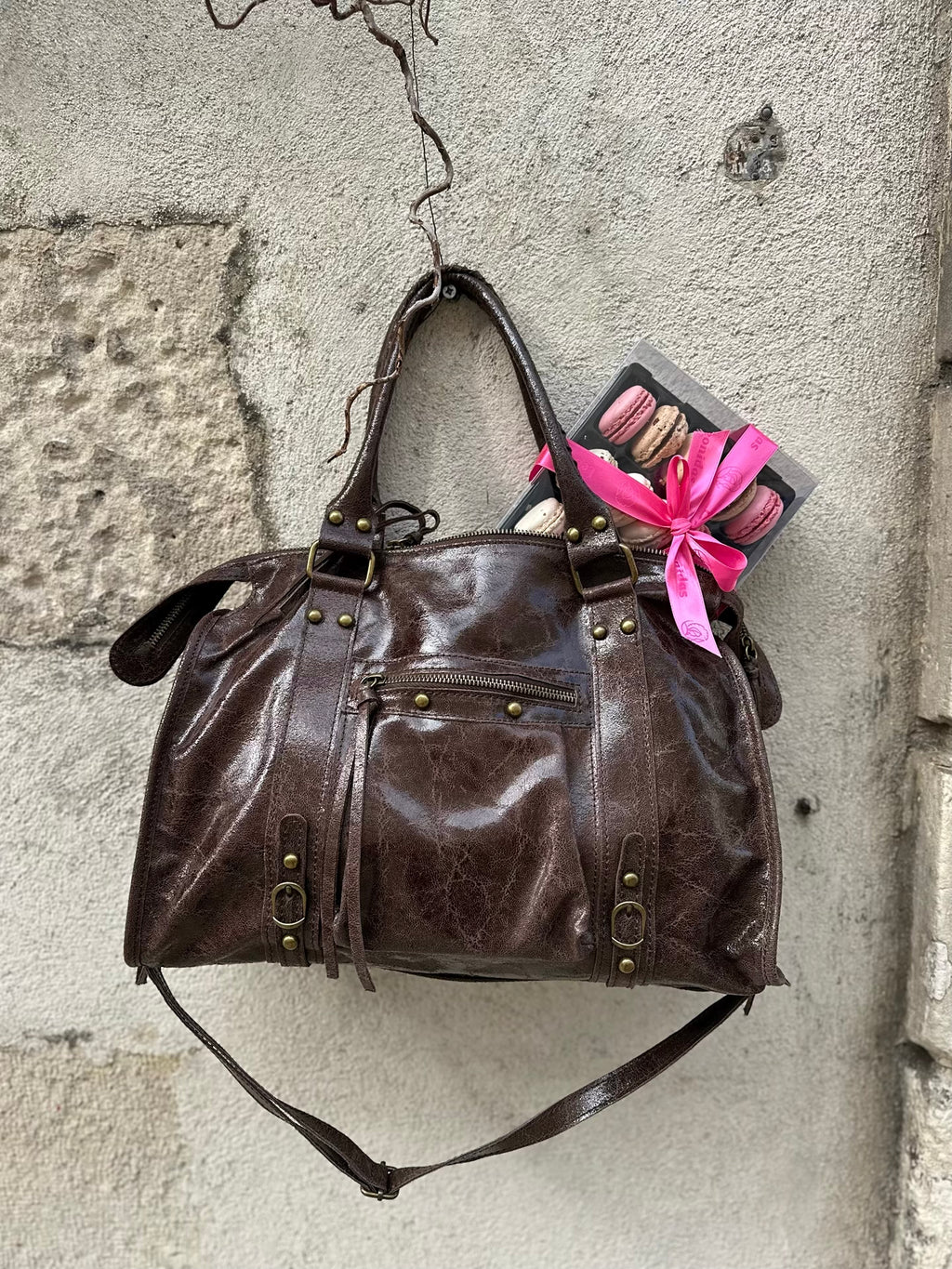 Sac en cuir vernis * Gabriel * ( grand modèle)