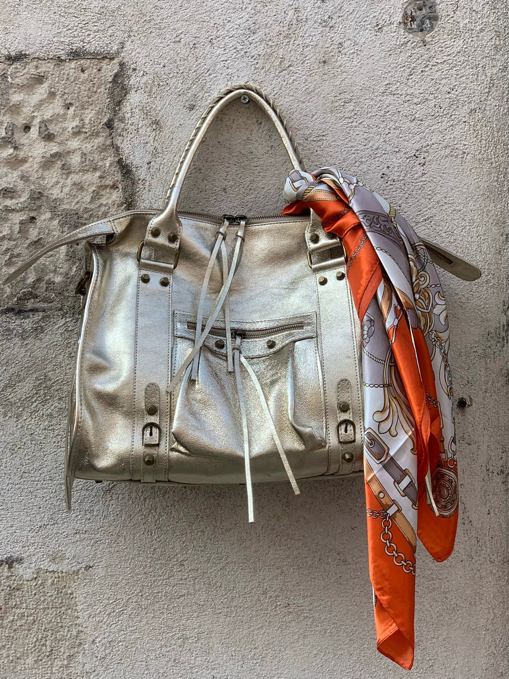 Sac en cuir pailletée * Gabriel * ( grand modèle)