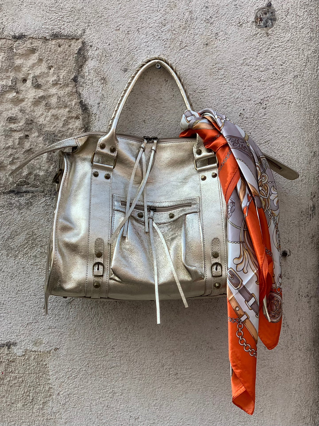 Sac en cuir pailletée * Gabriel * ( grand modèle)