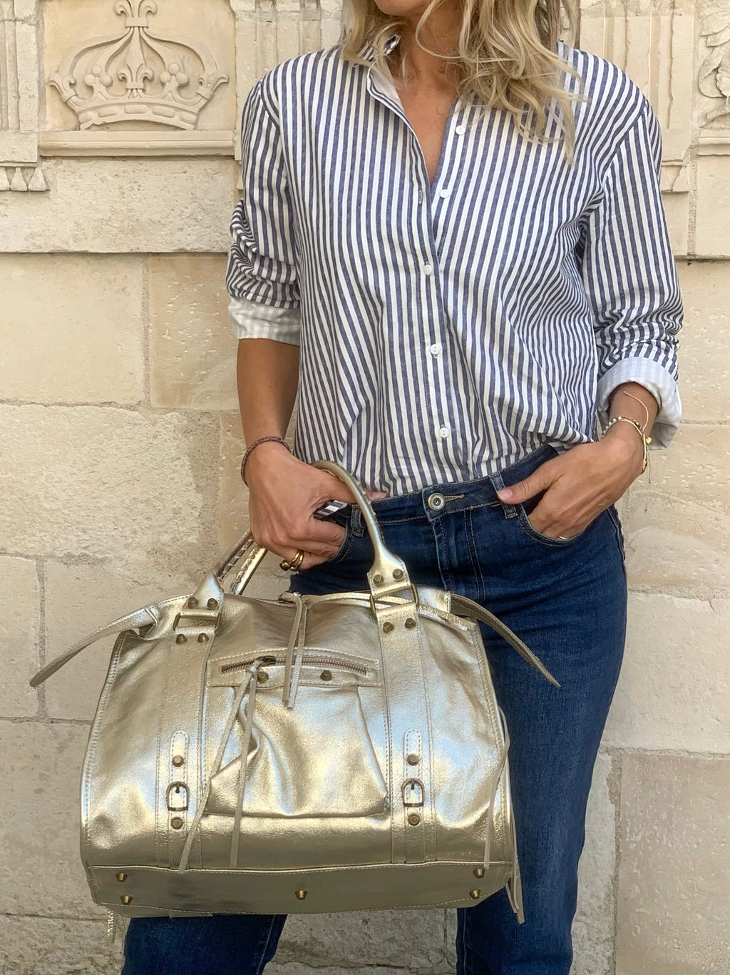 Sac en cuir pailletée * Gabriel * ( grand modèle)