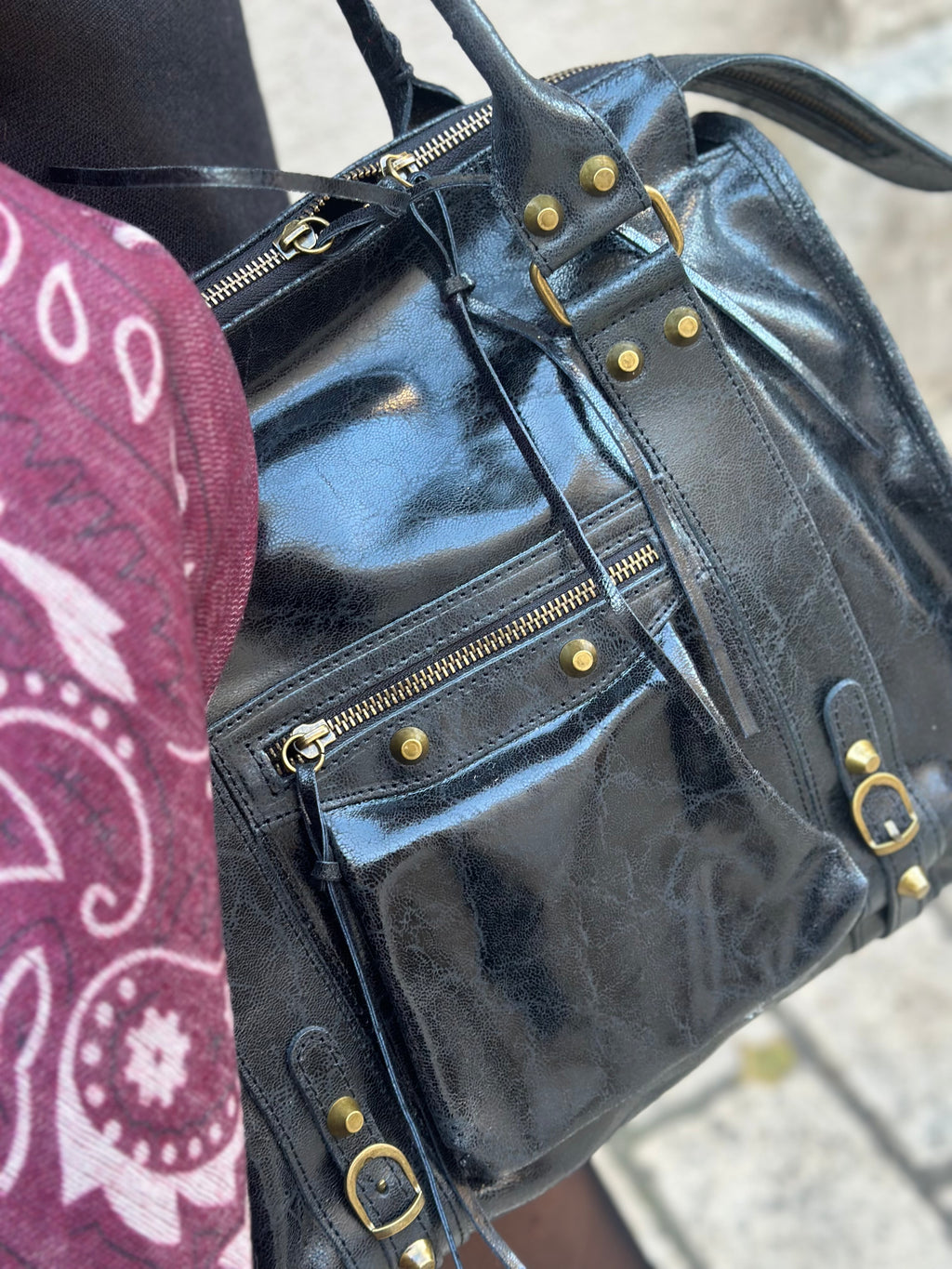 Sac en cuir vernis * Gabriel * ( grand modèle)