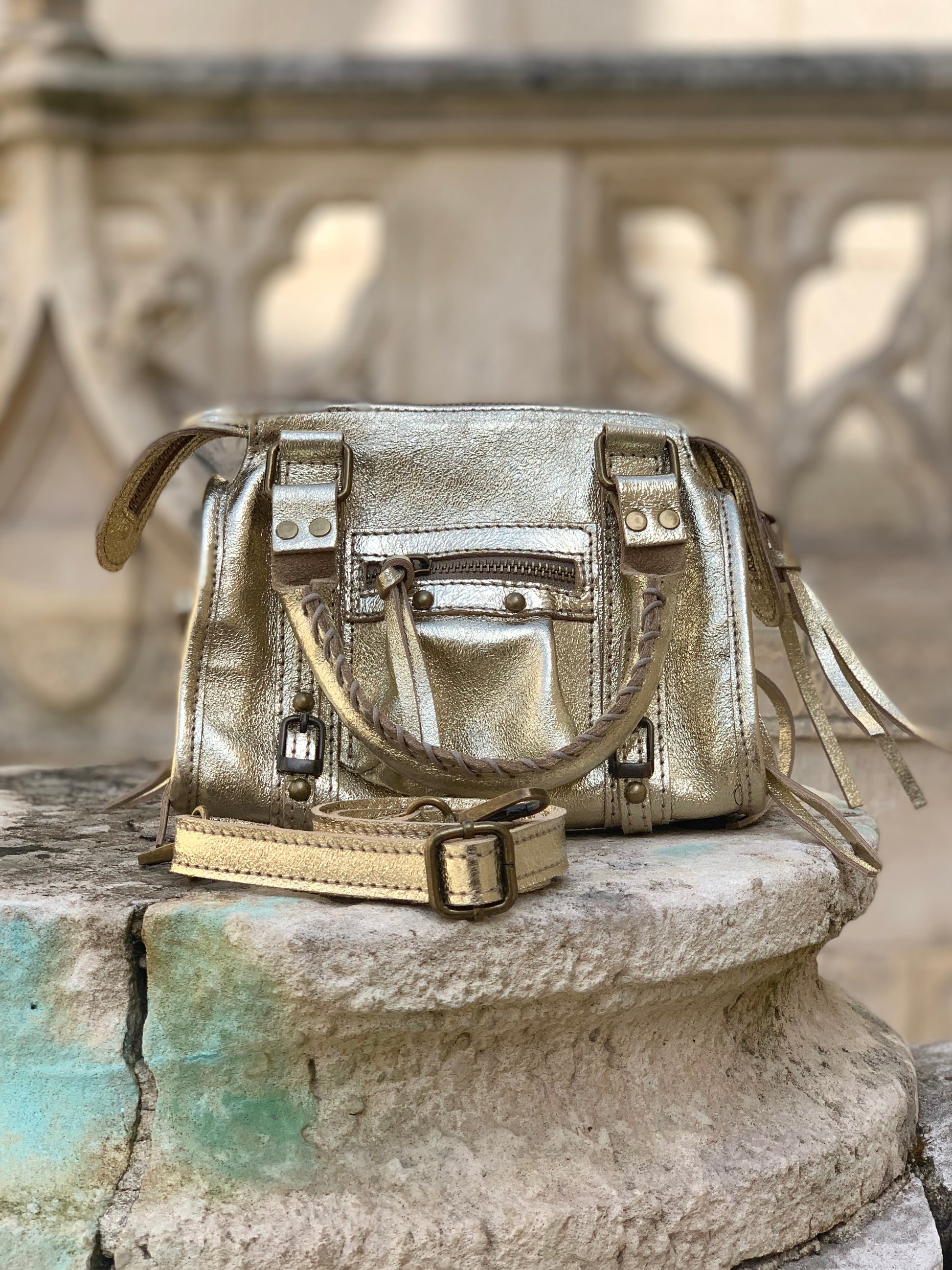 Sac en cuir pailletée * Petit Gab *