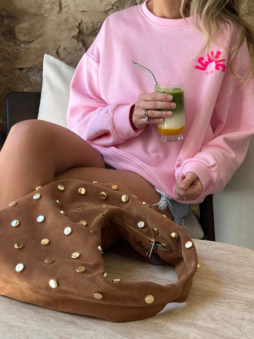 Sac en daim clouté * Paula *