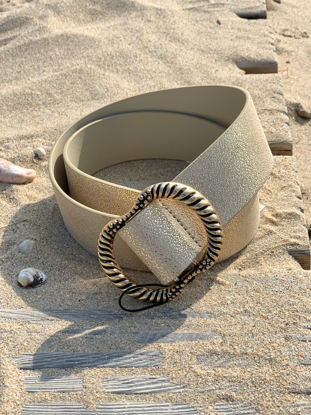 Ceinture large en cuir irisé